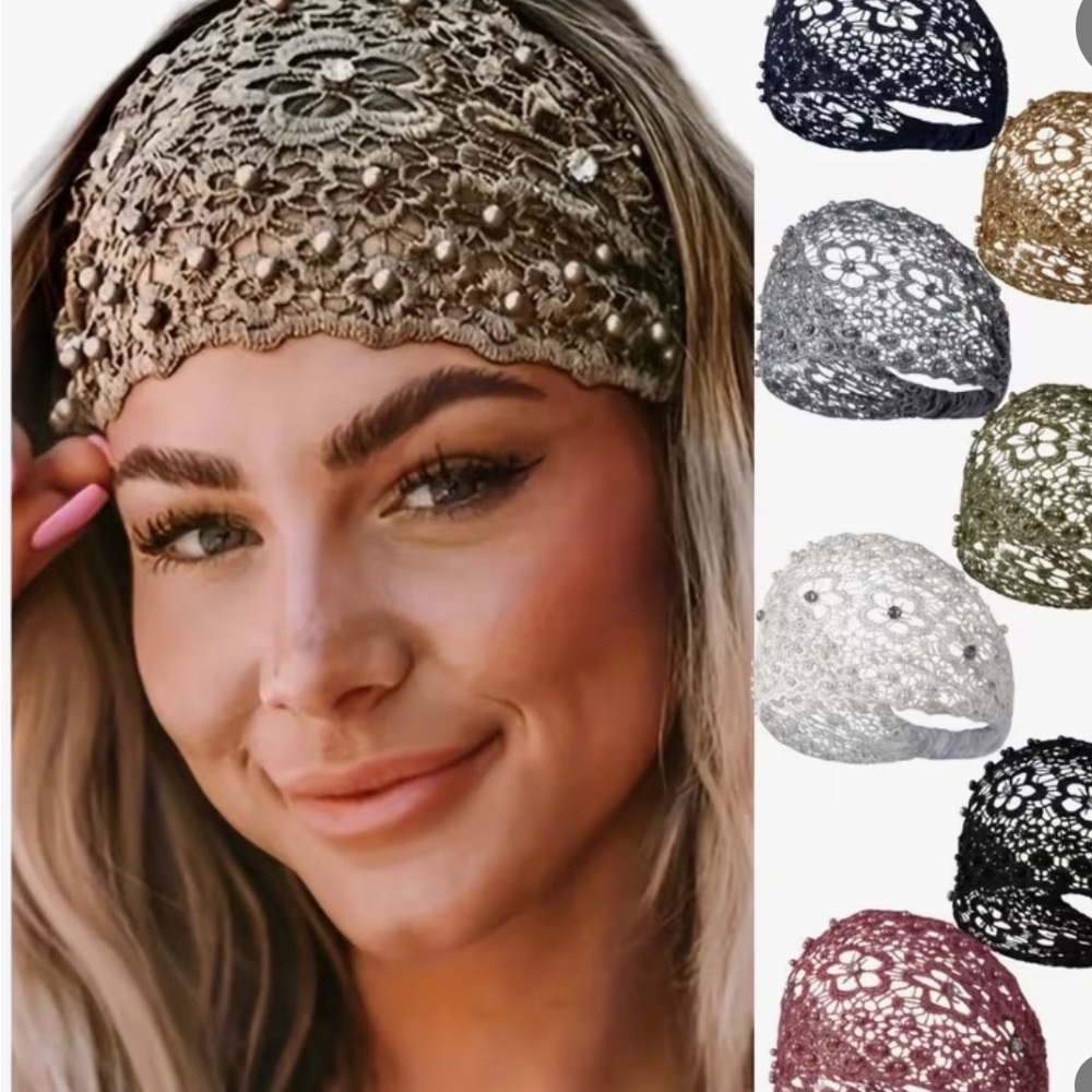 Lace Crochet Wide Headband -